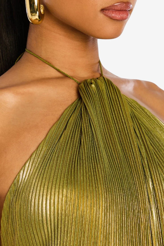 Lorette | Metallische Robe mit offenem Rücken