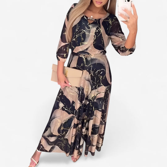 Verelle™ – Elegantes Kleid mit Print & Dreiviertelärmeln