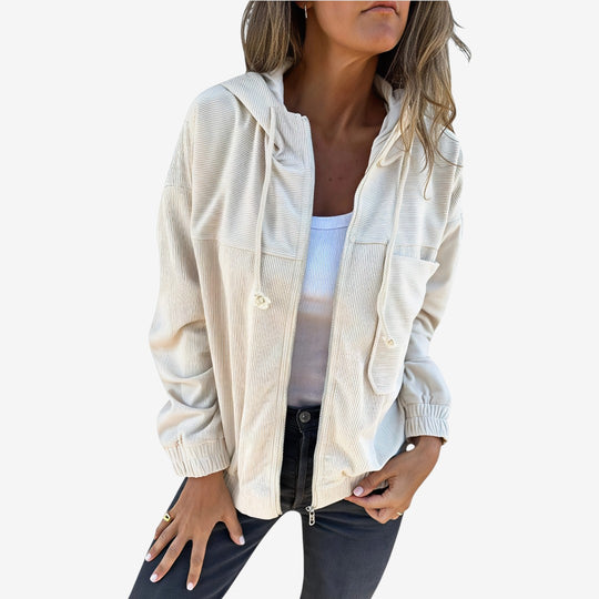Isabella| Corduroy Kapuzenjacke mit Reißverschluss
