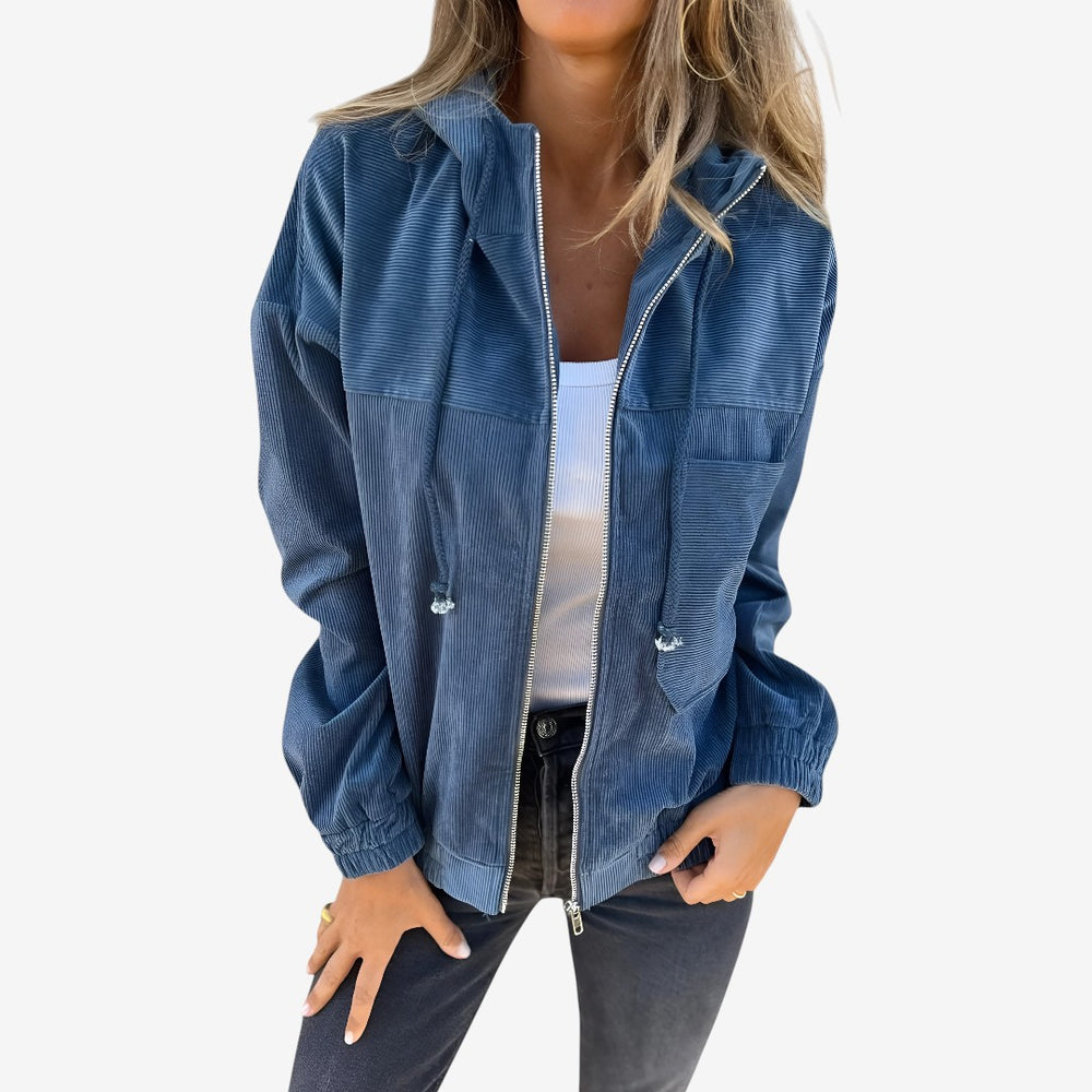 Isabella| Corduroy Kapuzenjacke mit Reißverschluss