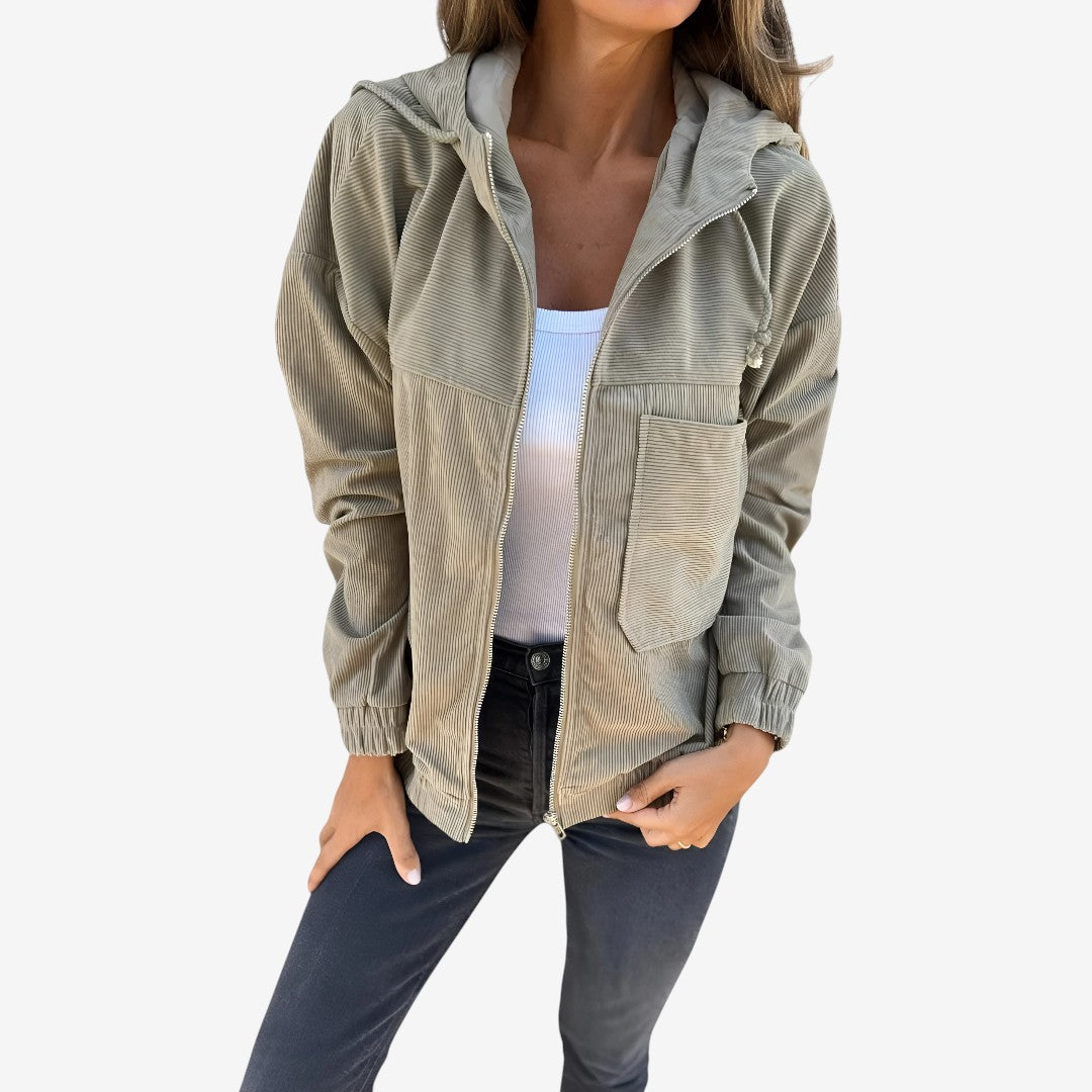 Isabella| Corduroy Kapuzenjacke mit Reißverschluss