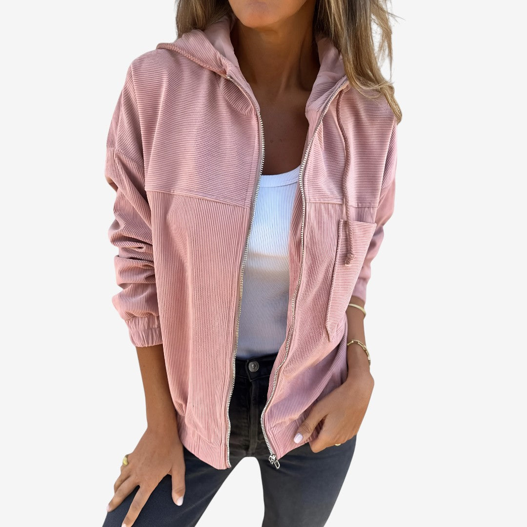 Isabella| Corduroy Kapuzenjacke mit Reißverschluss