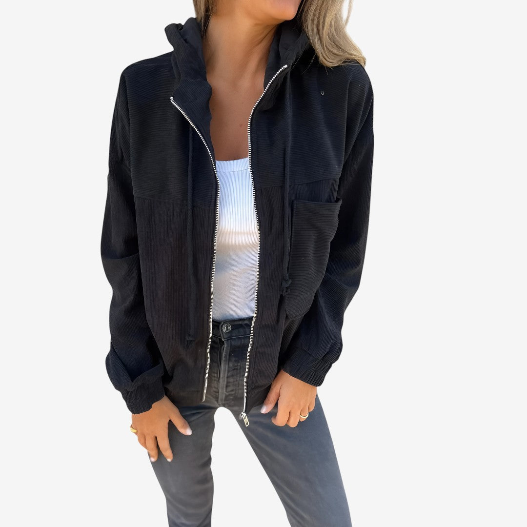 Isabella| Corduroy Kapuzenjacke mit Reißverschluss