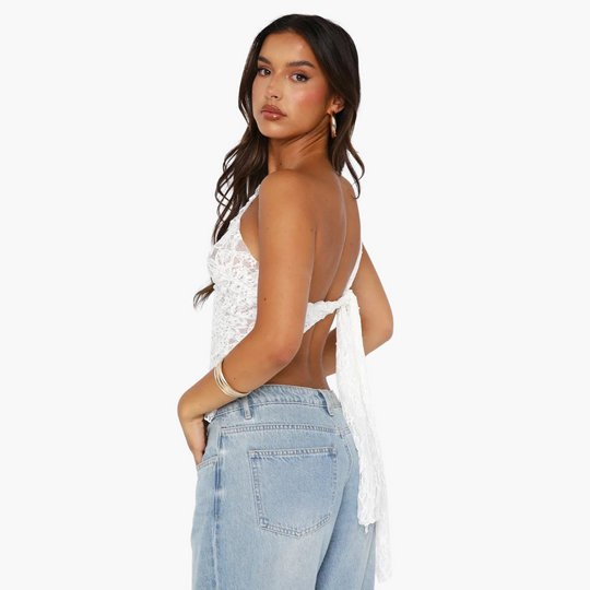 Lace one-shoulder top for women – asymmetrical trendy look 