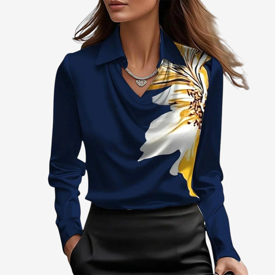 Sylvie | Luxuriöse, glänzende Bluse mit Faltenkragen