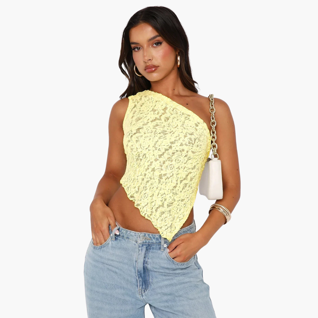 Lace one-shoulder top for women – asymmetrical trendy look 