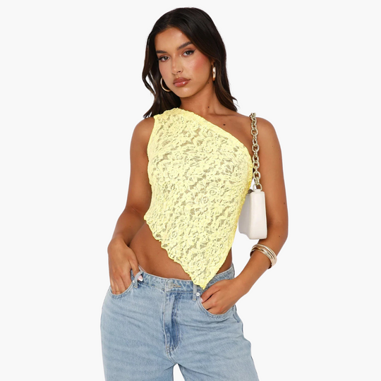 Lace one-shoulder top for women – asymmetrical trendy look 