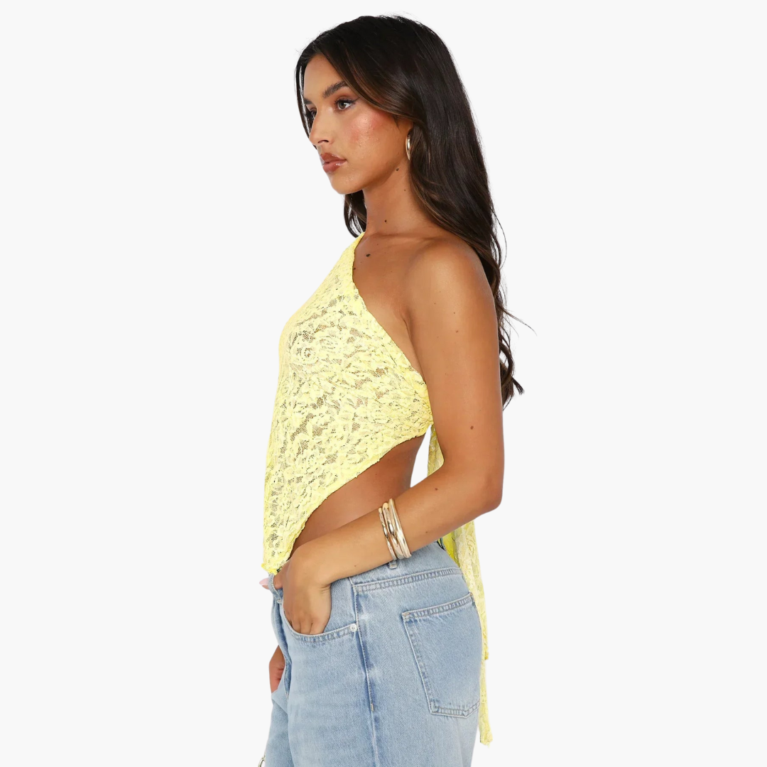 Lace one-shoulder top for women – asymmetrical trendy look 