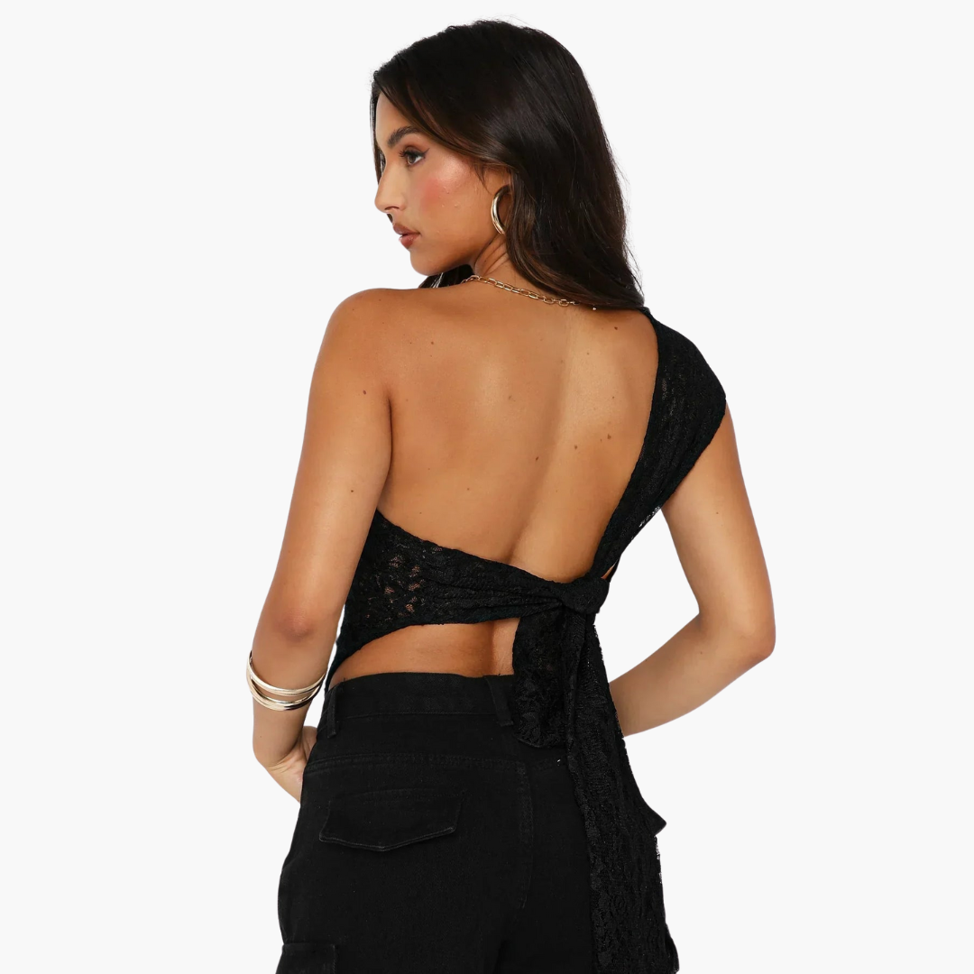 Lace one-shoulder top for women – asymmetrical trendy look 