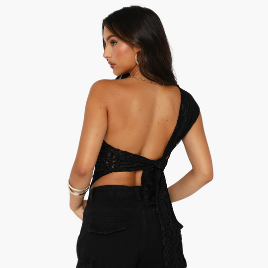 Lace one-shoulder top for women – asymmetrical trendy look 