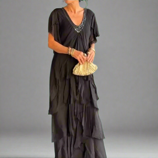 Maresilda | Elegantes Maxi-Kleid mit V-Ausschnitt