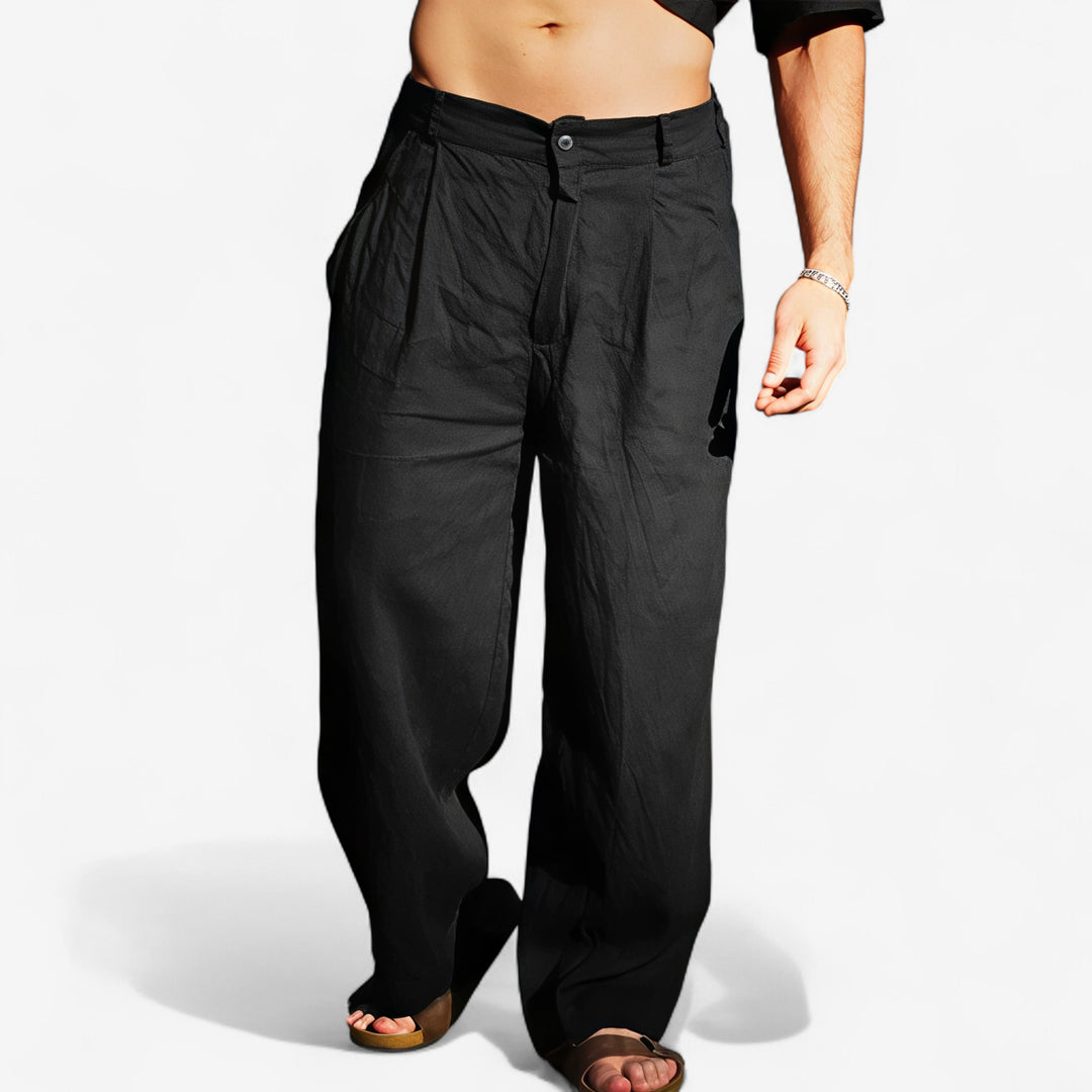DARIO | LEINENHOSE MIT WEITEM BEIN
