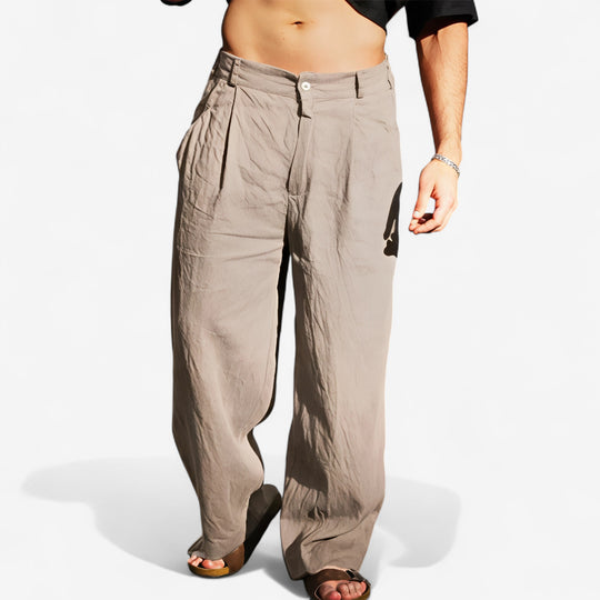 DARIO | LEINENHOSE MIT WEITEM BEIN