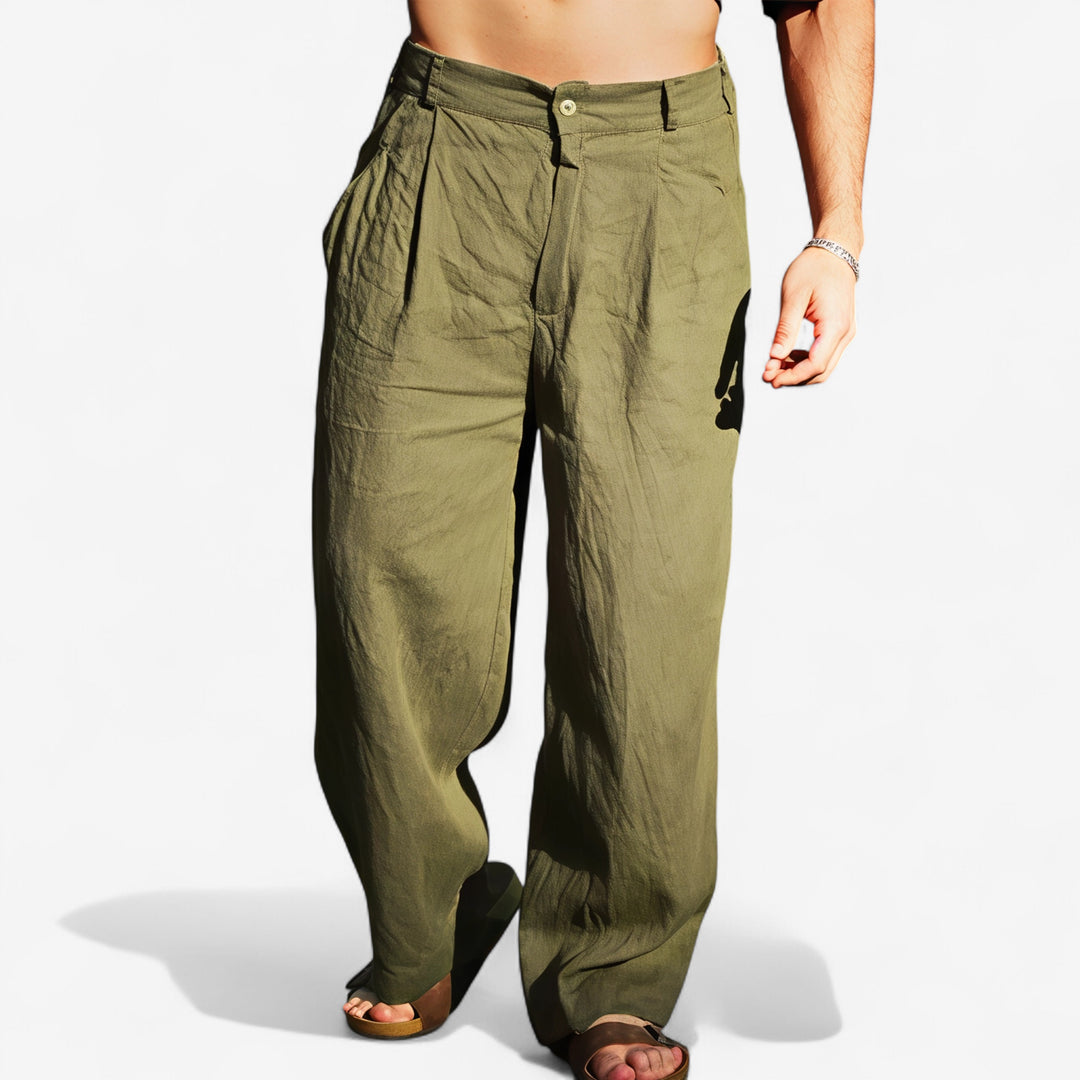 DARIO | LEINENHOSE MIT WEITEM BEIN