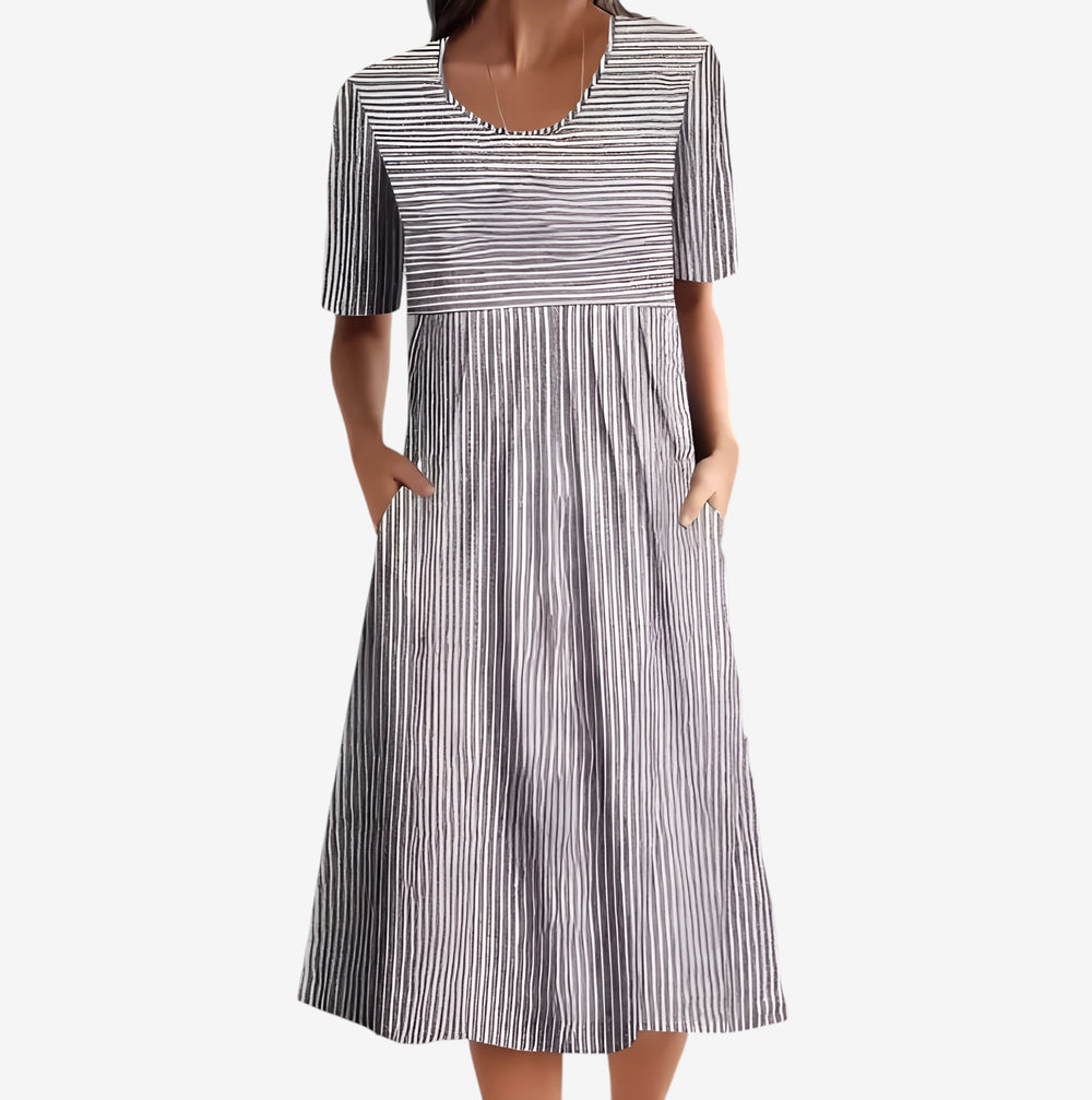 Aquelle™ - Elegantes Gestreiftes Midikleid mit Meeresinspirierter Note