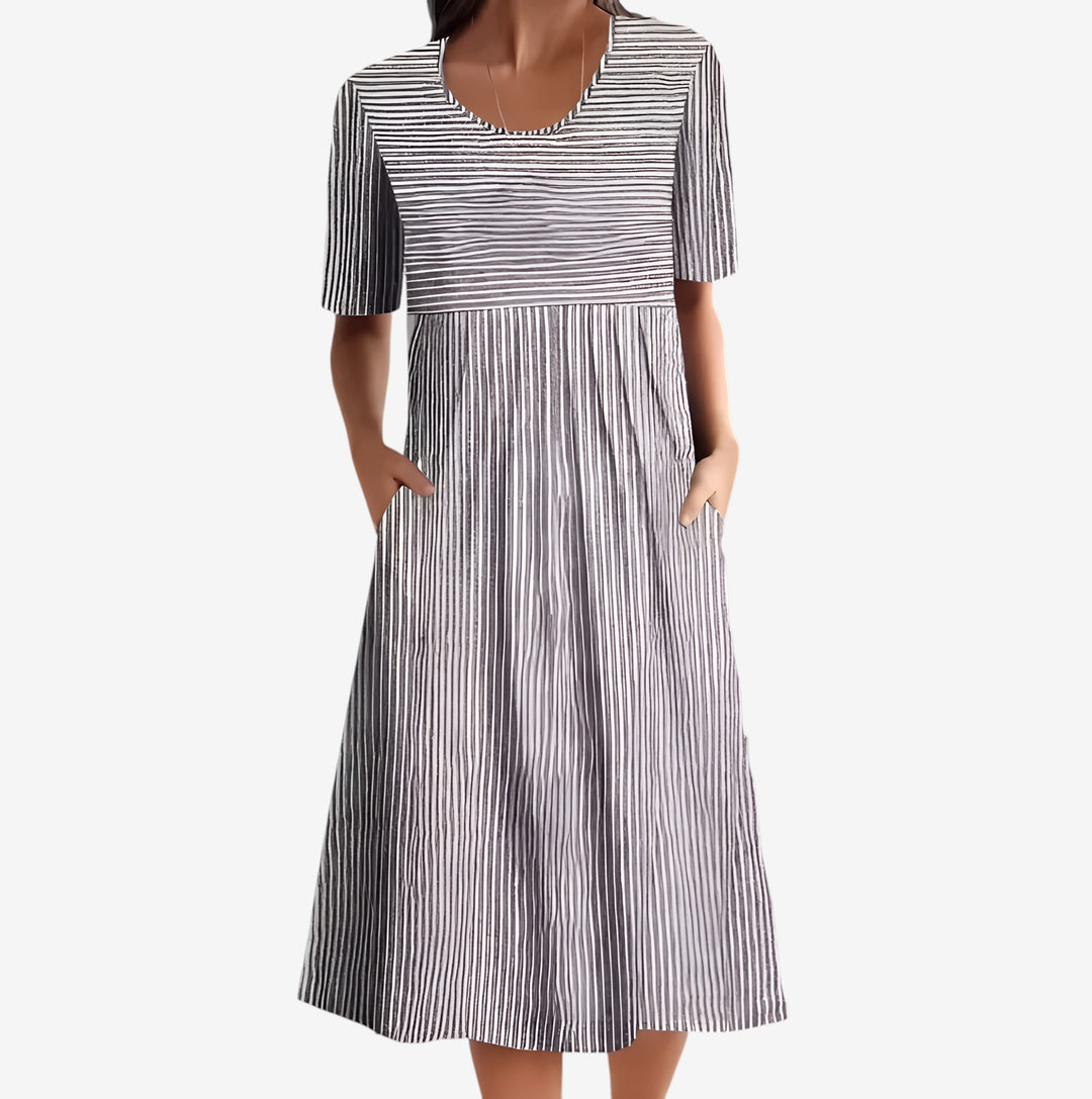 Aquelle™ - Elegantes Gestreiftes Midikleid mit Meeresinspirierter Note