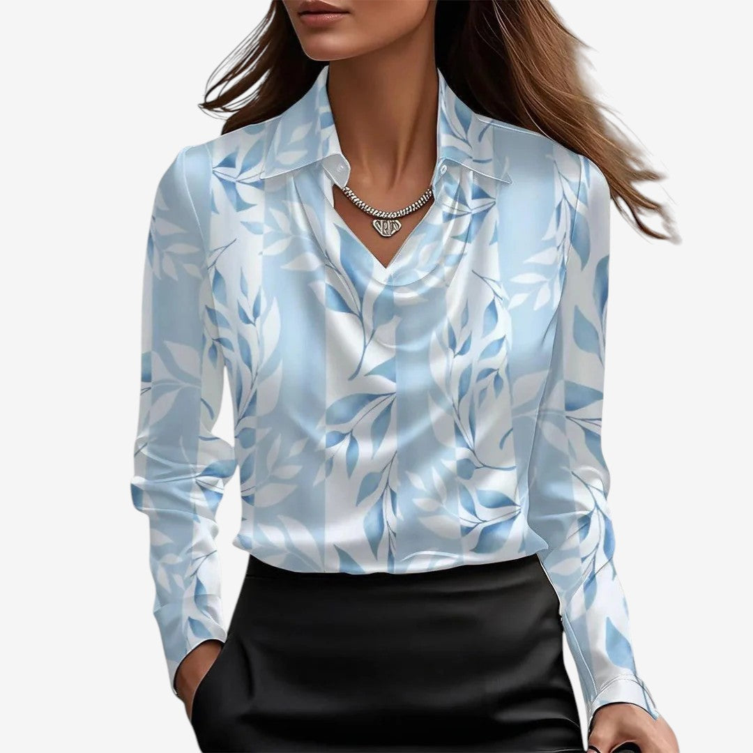 Sylvie | Luxuriöse, glänzende Bluse mit Faltenkragen