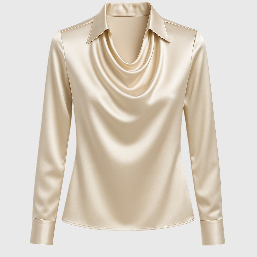 Sylvie | Luxuriöse, glänzende Bluse mit Faltenkragen