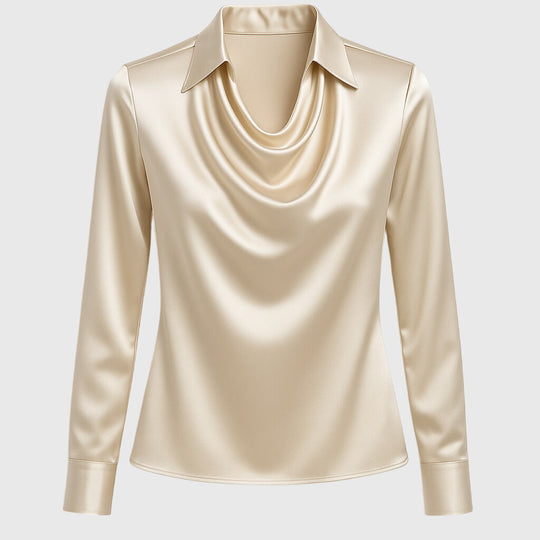Sylvie | Luxuriöse, glänzende Bluse mit Faltenkragen