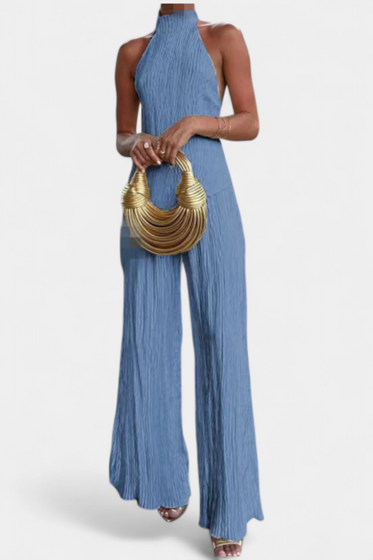 Pilarica Elegantes Plissee-Set mit Asymmetrischem Top und Fließender Hose
