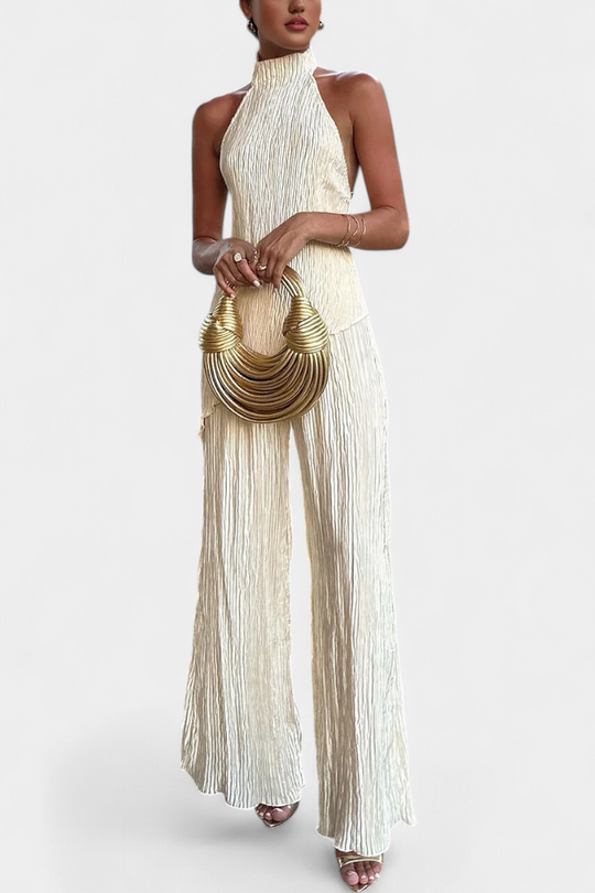 Pilarica Elegantes Plissee-Set mit Asymmetrischem Top und Fließender Hose